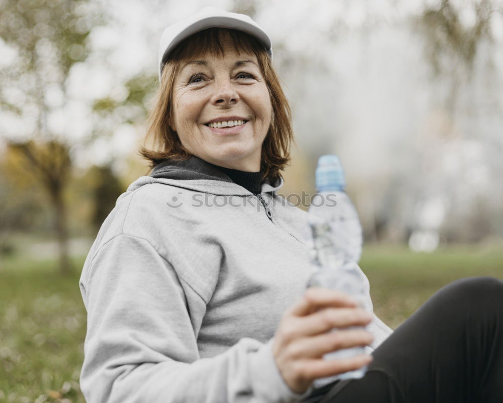 Similar – Image, Stock Photo portrait of a runner woman at the park after running