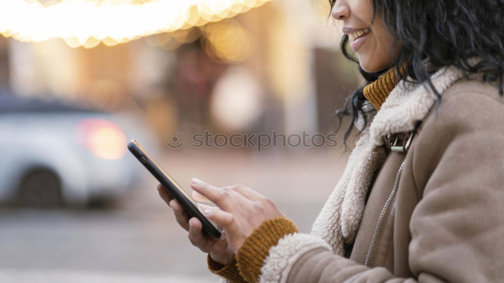 Similar – Image, Stock Photo Fashionable young woman reading a SMS