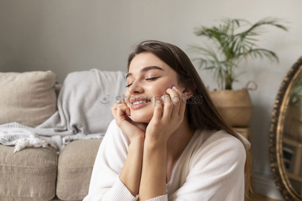 Similar – Image, Stock Photo Woman sitting and relaxing on floor