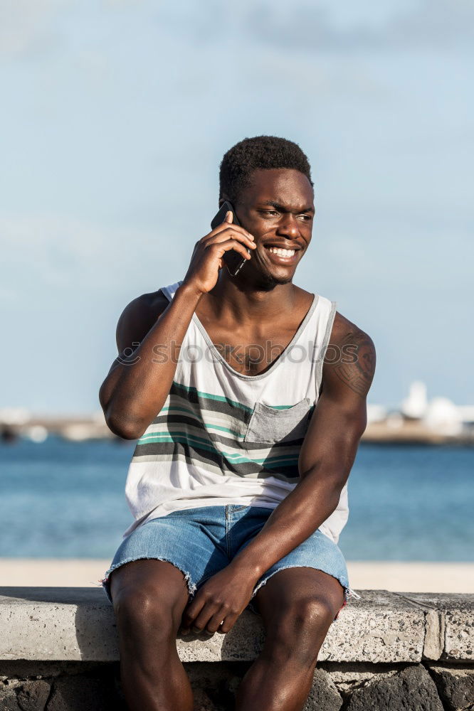 Similar – Black man posing on sports ground