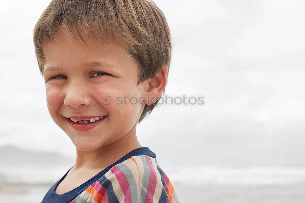 Image, Stock Photo Portrait of a little boy on a breakwater