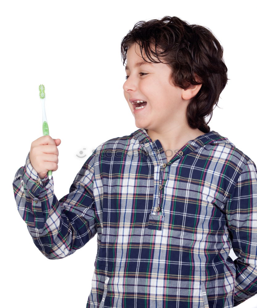 Similar – Image, Stock Photo Boy singing to microphone