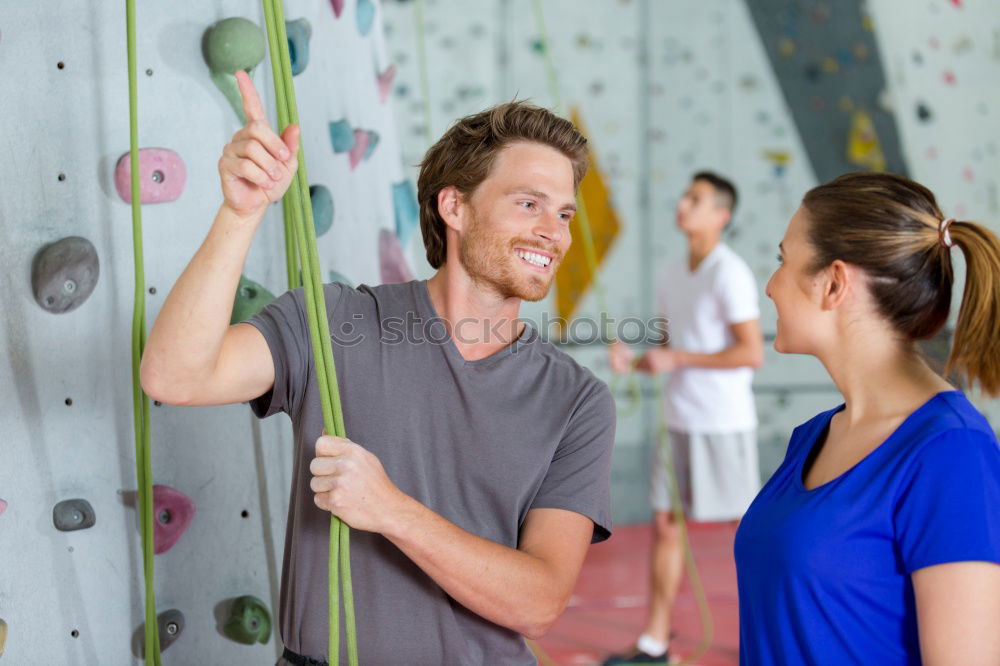 Similar – Sporty people cheering themselves in gym