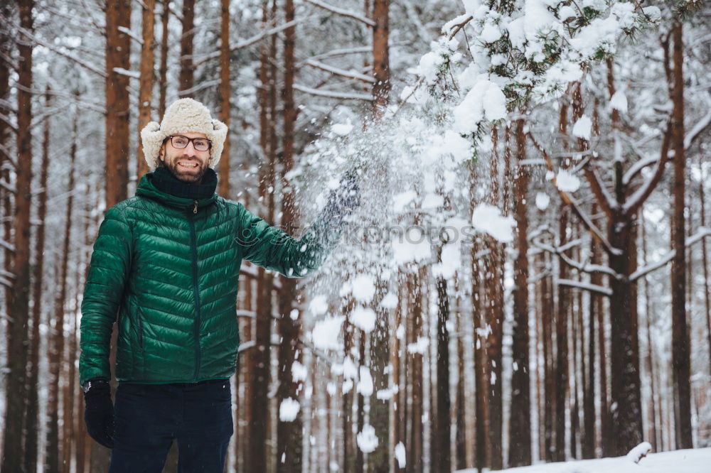 Similar – Image, Stock Photo Tourist standing in snowy forest