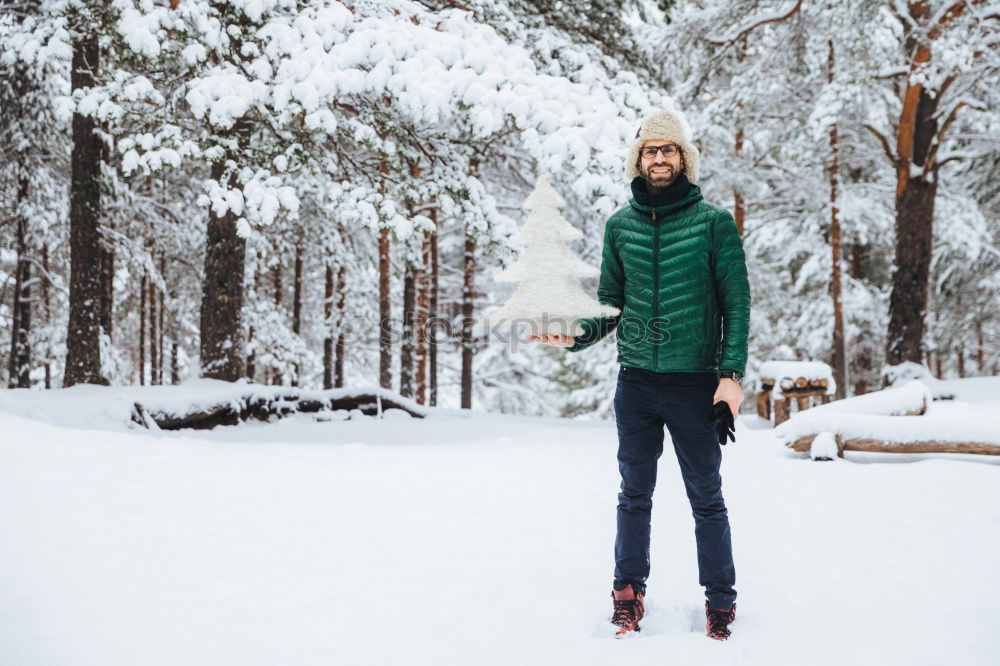 Similar – Image, Stock Photo Friends playing snowballs in woods