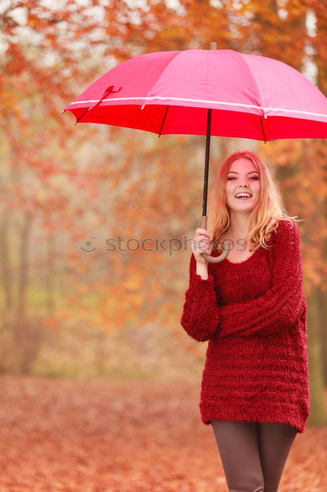 Similar – Young woman with red umbrella red nails and red lipstick