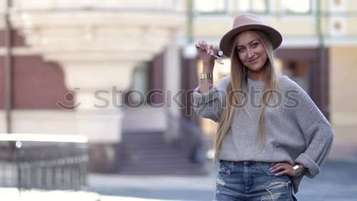 Similar – Image, Stock Photo Young caucasian women walking on the beach