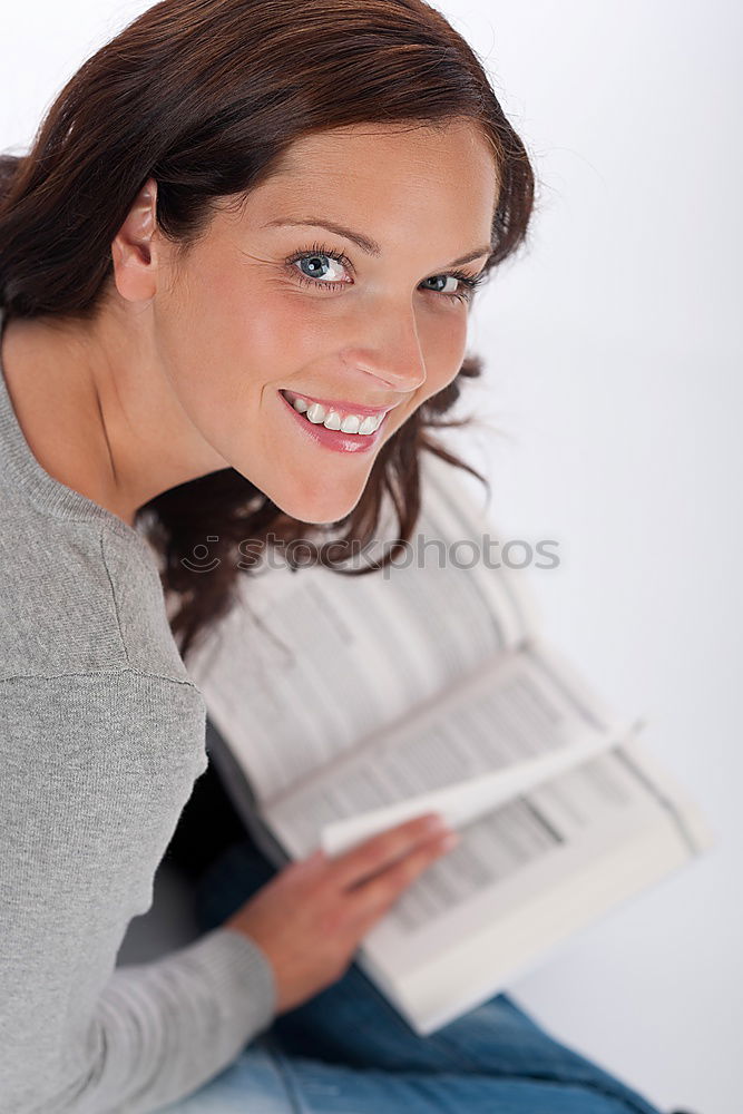 Similar – Image, Stock Photo young woman lying in bed reading a book