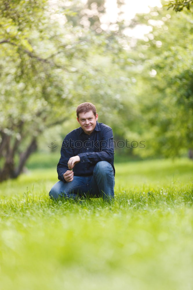 Similar – Image, Stock Photo Young man exercising in a park