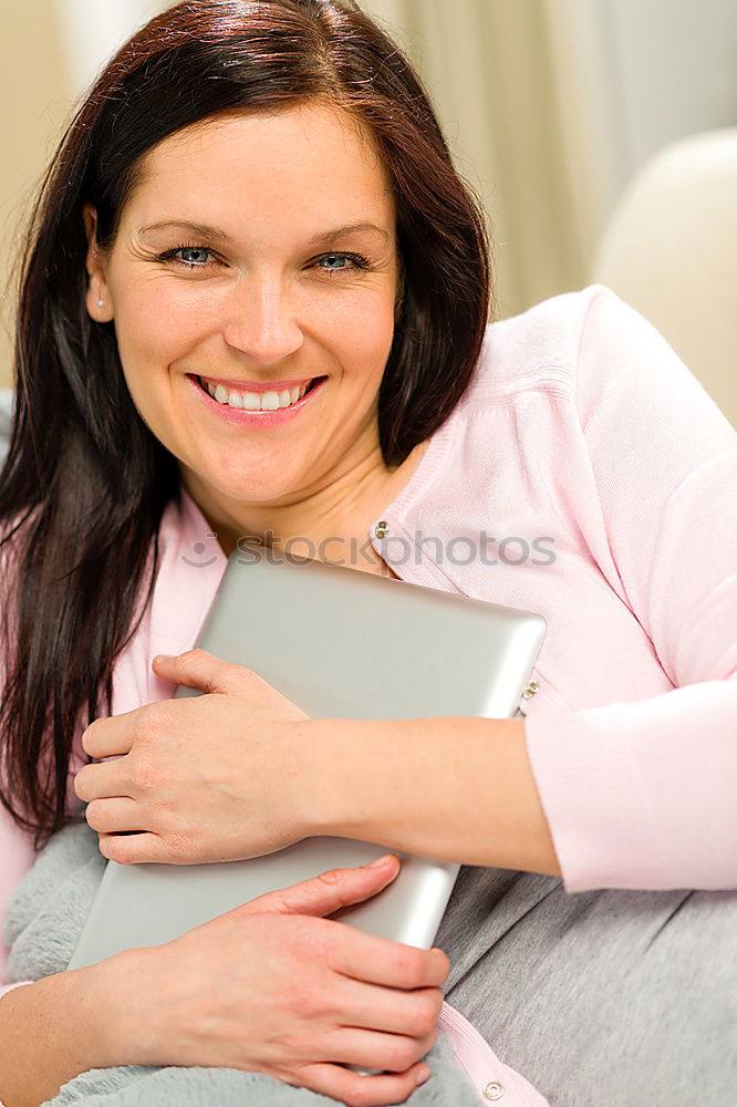 Similar – Image, Stock Photo Happy new mother is holding newborn baby in arms.