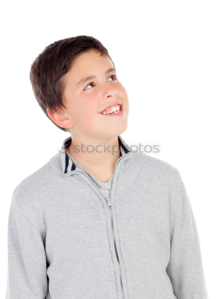 Similar – Image, Stock Photo Portrait of a young sad boy. Concept of lonely.
