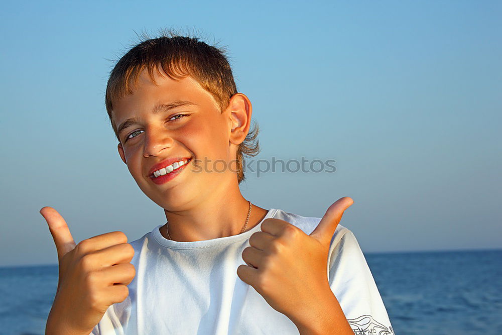 Similar – Image, Stock Photo One happy little boy playing on the beach