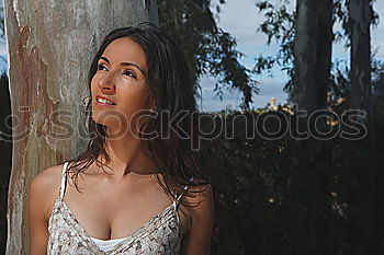 Similar – Image, Stock Photo Laughing happy vivacious woman on vacation