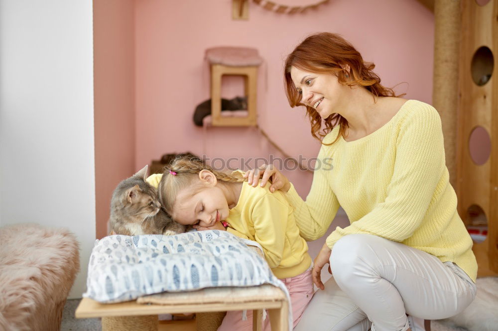 Similar – Image, Stock Photo happy toddler girl playing with pregnant mother
