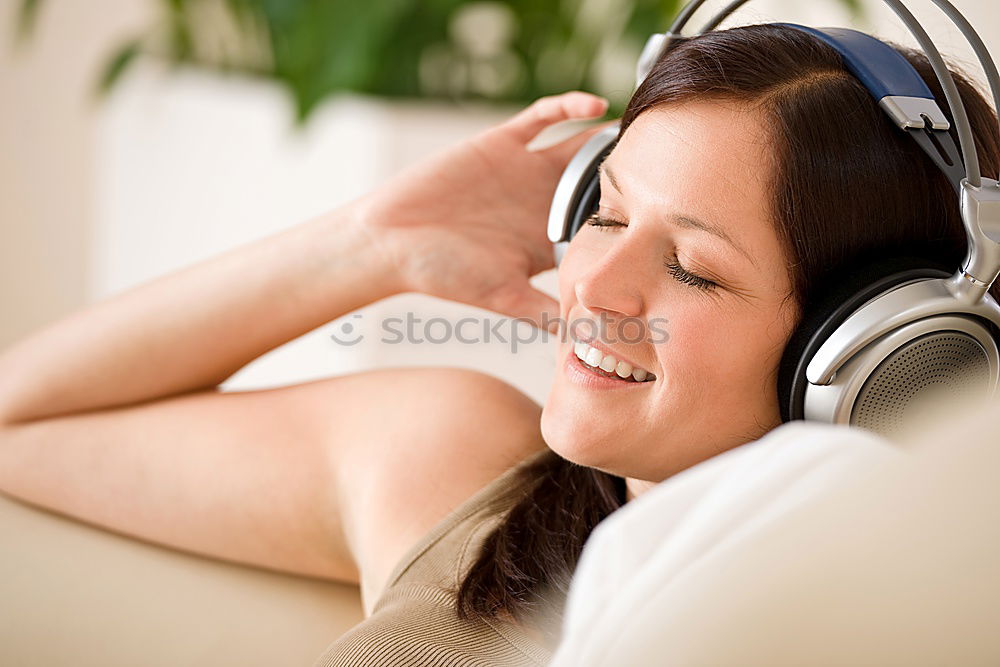 Similar – Image, Stock Photo Woman with headphones