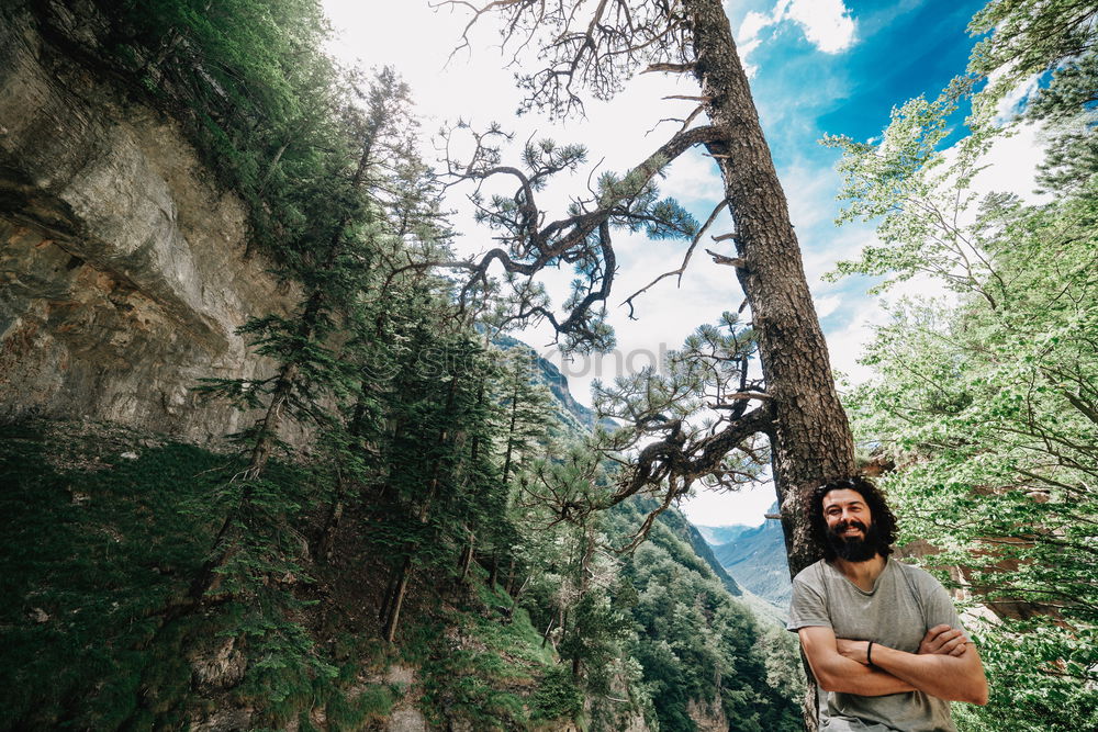 Image, Stock Photo Handsome tourist at mountain lake