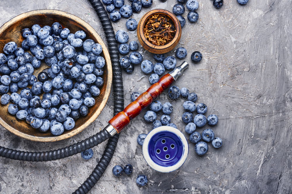 Image, Stock Photo Freshly gathered blueberries put into ceramic bowl