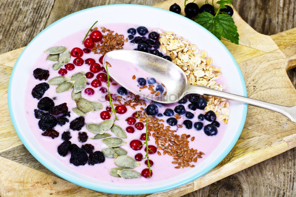 Similar – Image, Stock Photo Smoothiebowl on red fruits