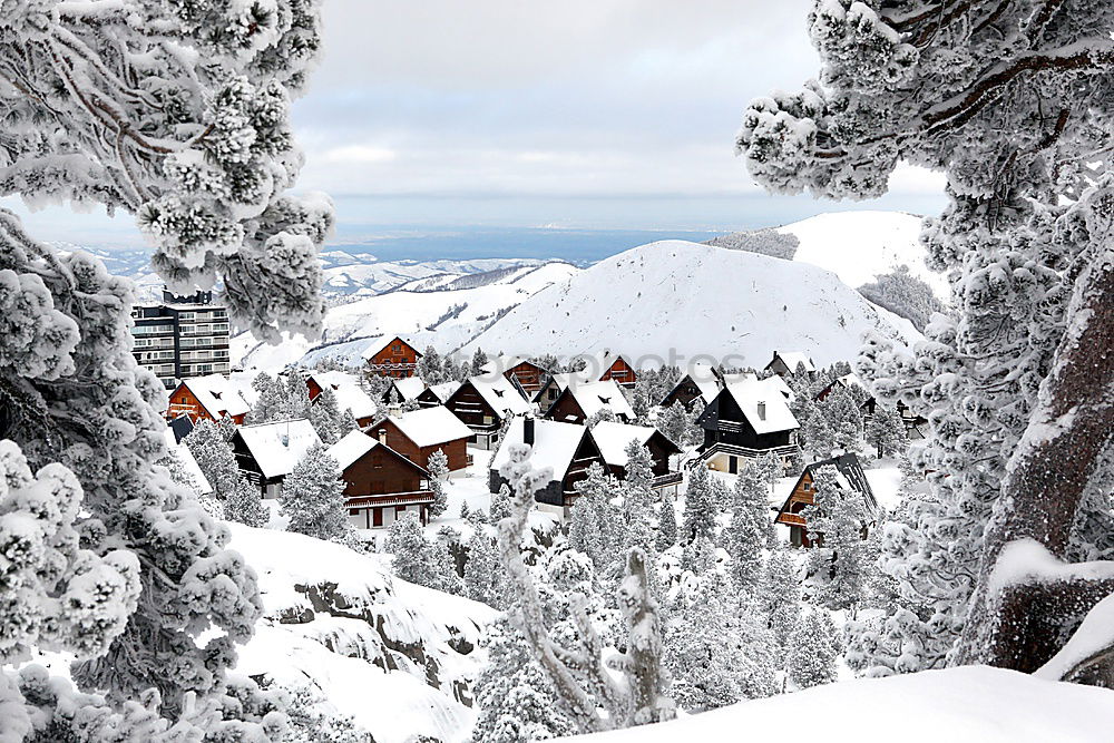 Similar – Image, Stock Photo Alpine village on a snowing day