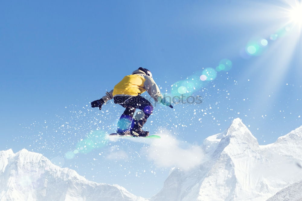 Similar – Image, Stock Photo sunjump Snowboarder Roof