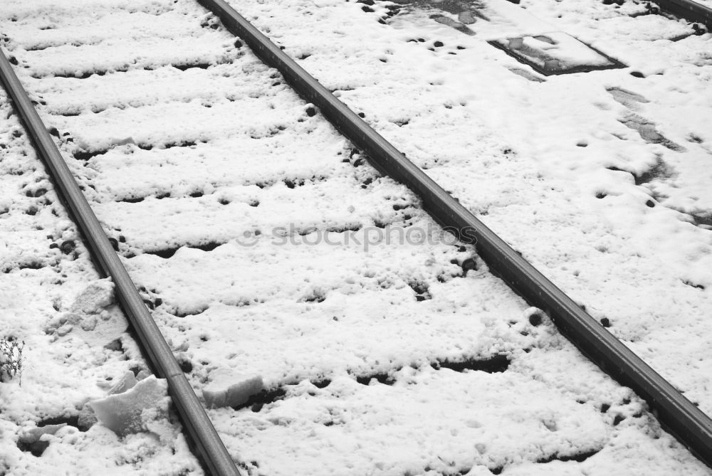 Similar – Frozen clock in snowy train station