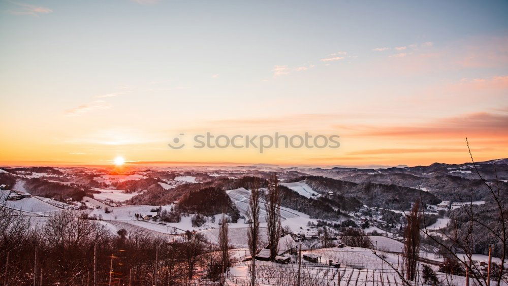 Similar – Sunset over the winter landscape