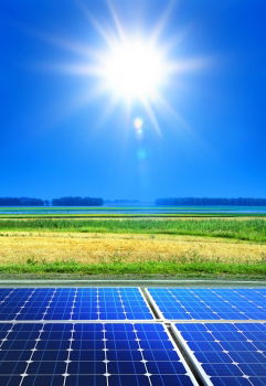 Similar – Photovoltaic panels in a solar power plant over a blue sky.