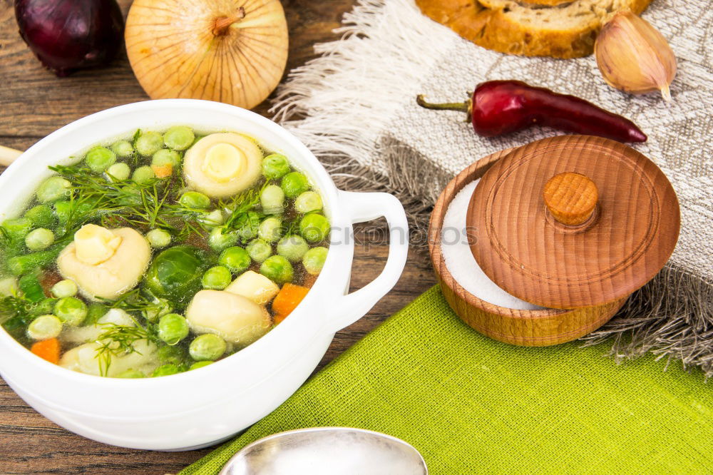 Similar – Image, Stock Photo Chickpea salad in bowl on wooden background