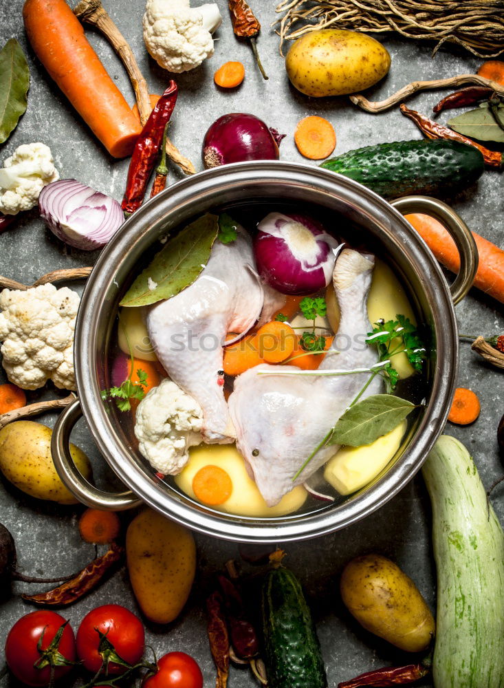 Similar – Image, Stock Photo Fresh vegetables from the garden and old pot