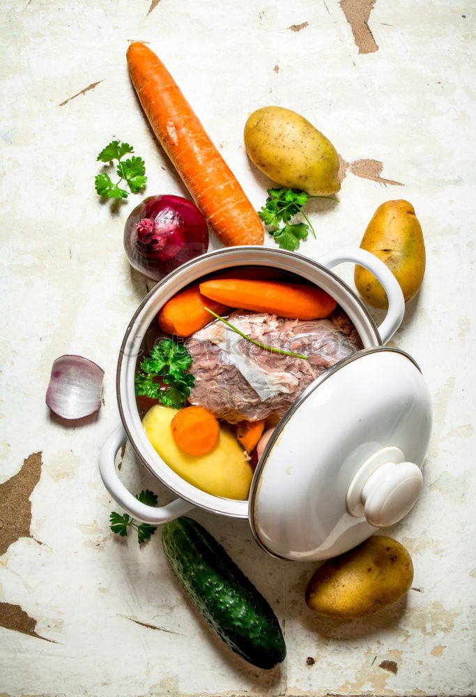 Similar – Image, Stock Photo Pork loin fillet with variation of organic vegetables