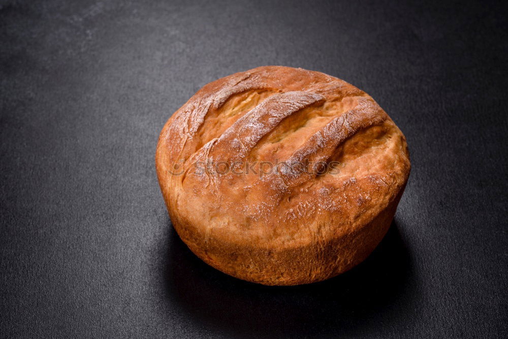 fresh bread and baked goods on wooden