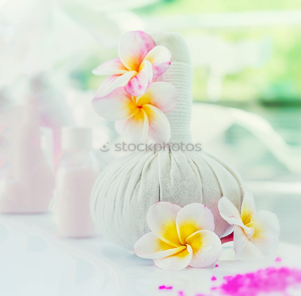 Similar – Image, Stock Photo Tropical Frangipani Flowers with Massage Herbal Stamps