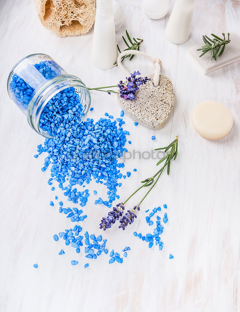 Image, Stock Photo Wellness set with bath salt and lavender