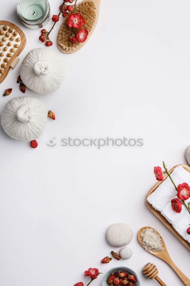 Similar – blue plates with spring flowers, table decoration