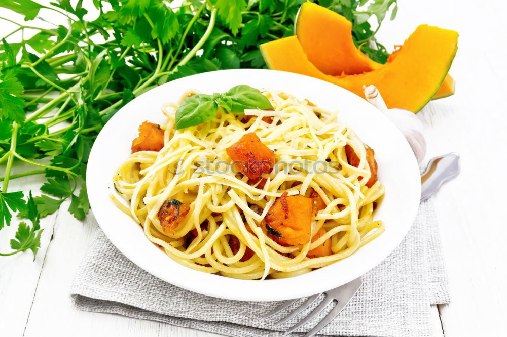 Similar – Image, Stock Photo Tomato-Basil Pasta Food