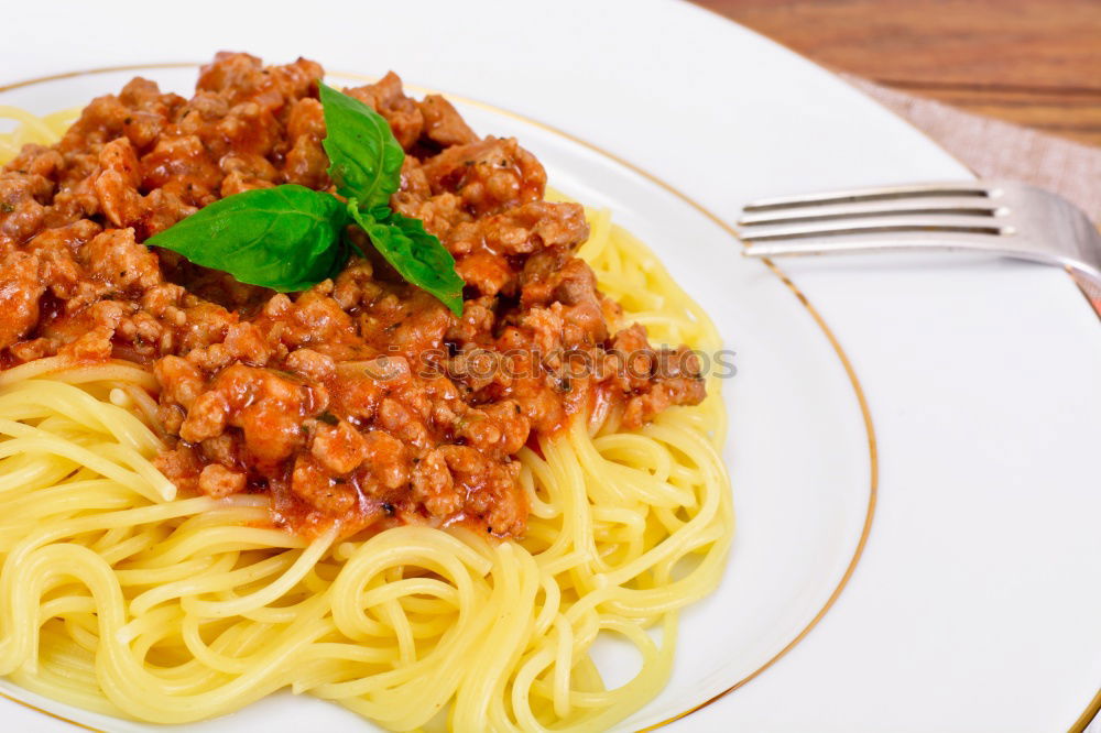 Similar – Image, Stock Photo Spaghetti Bolognese, Classic from Italy