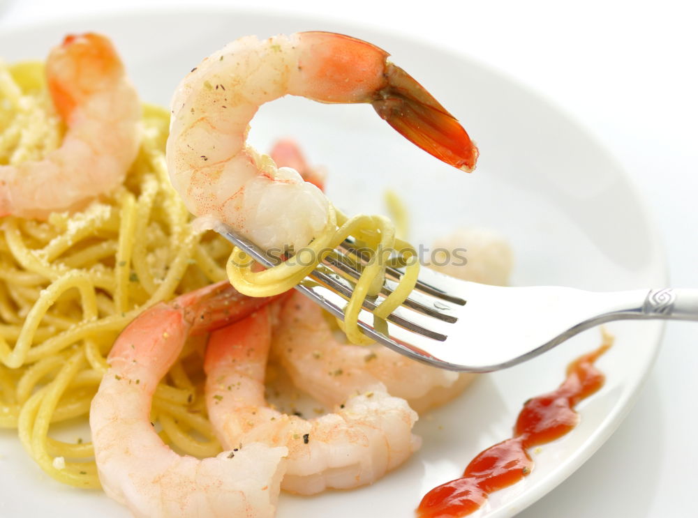 Similar – Spaghetti seafood in plate, top view