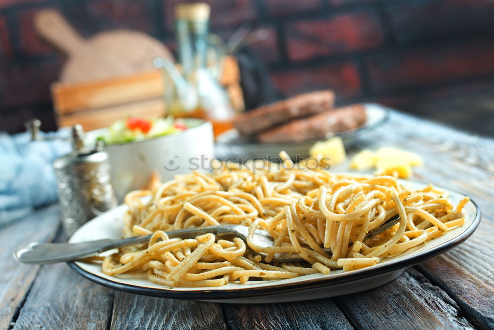 Pot with Asian noodles