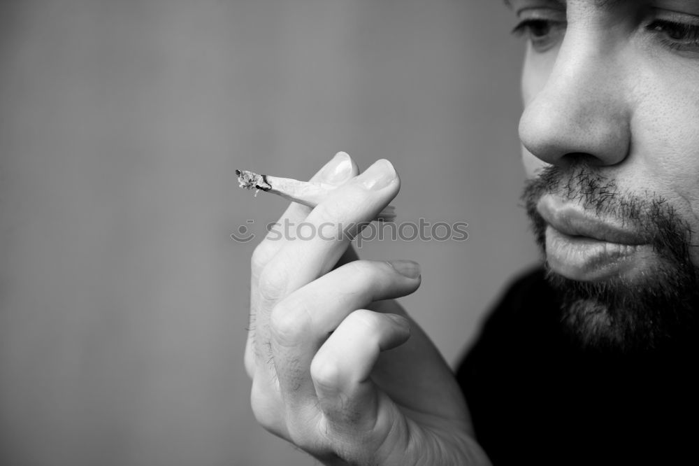 Image, Stock Photo smoking man at night