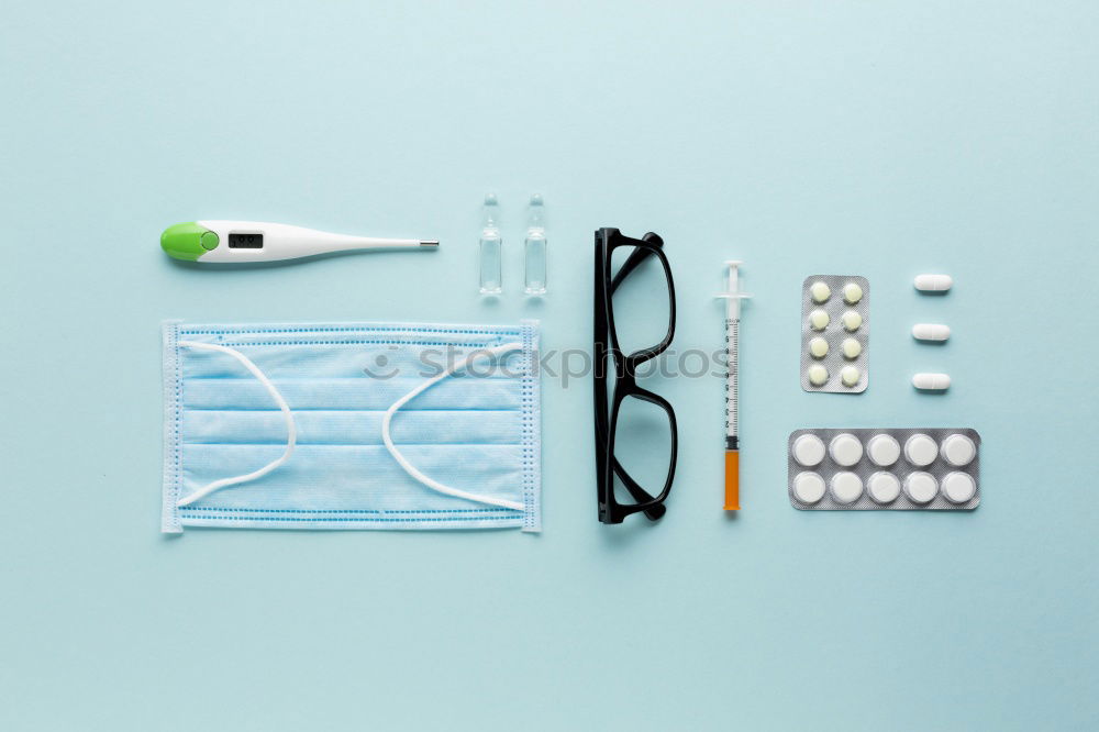 Similar – blank clipboard, medicine bottles, stethoscope, pills