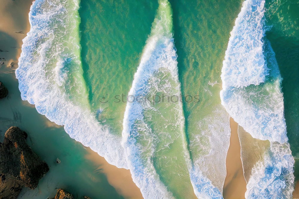 Similar – Aerial View From Flying Drone Of Ocean Waves On Beach