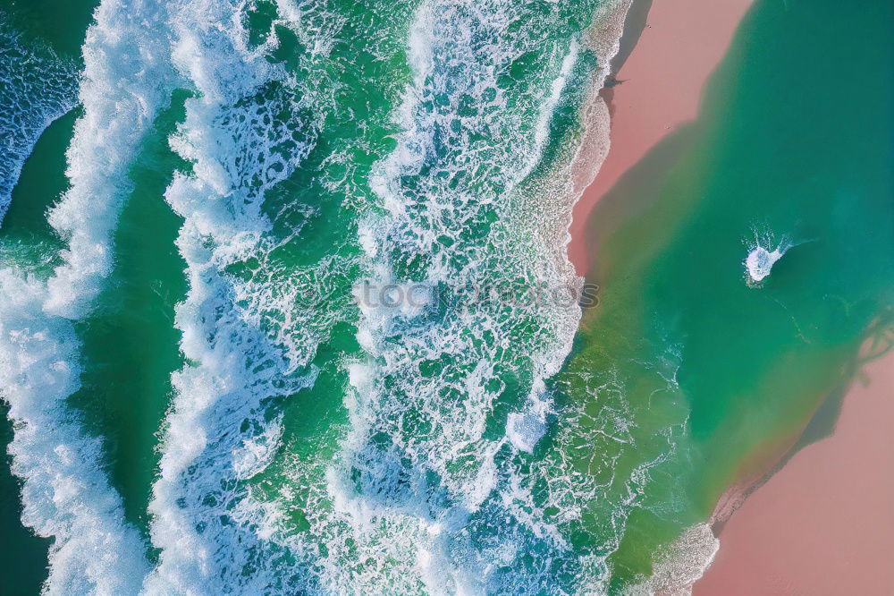 Similar – Aerial View From Flying Drone Of Ocean Waves On Beach