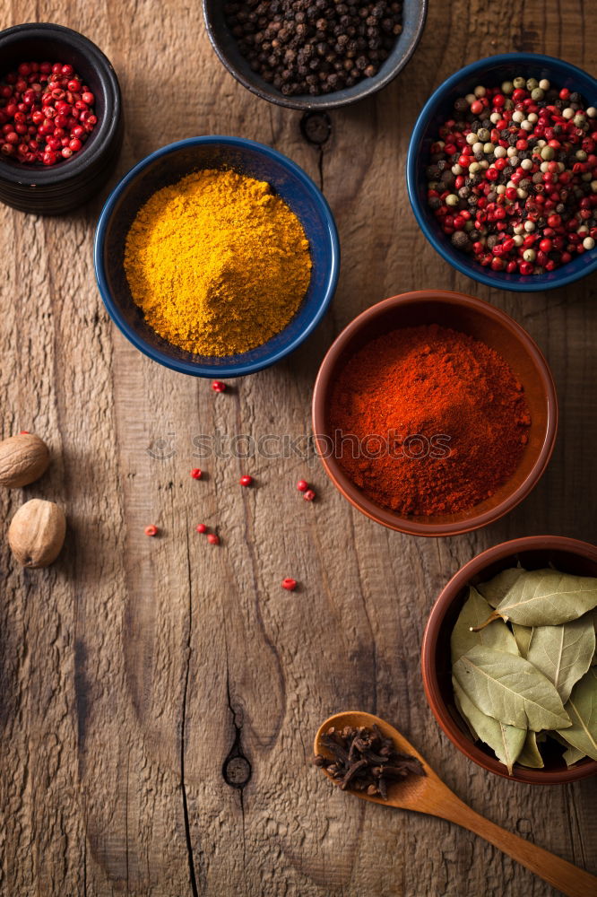 Similar – Image, Stock Photo Colourful spices on the kitchen table