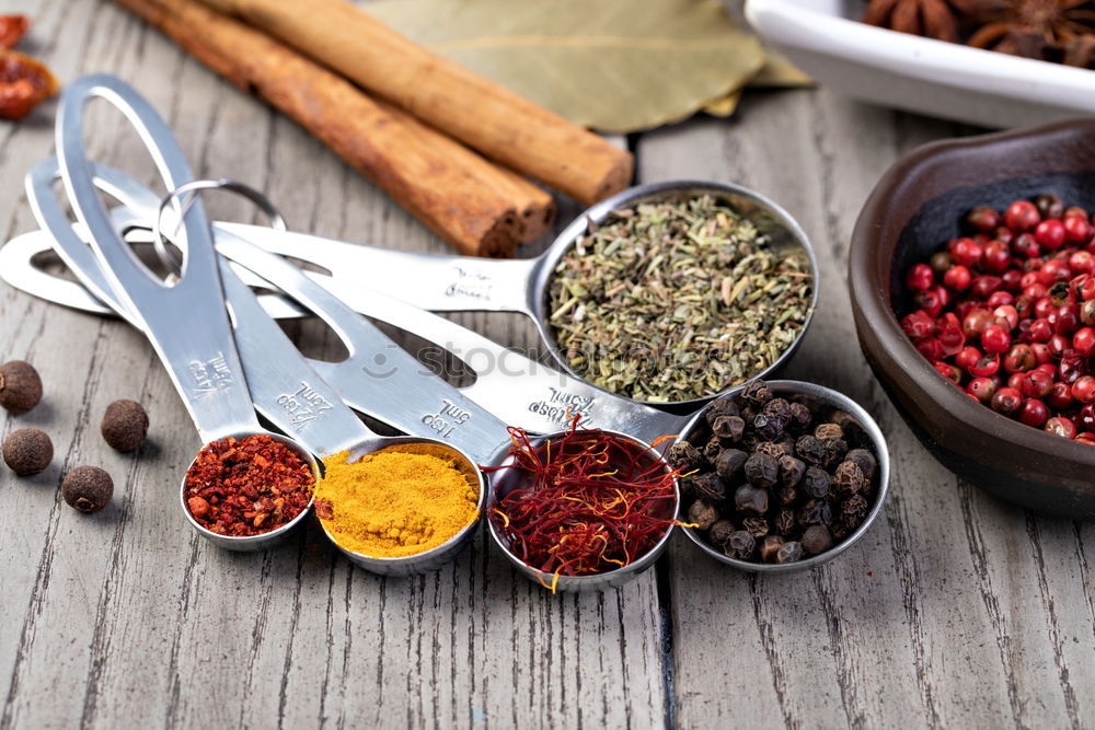 Image, Stock Photo Set of various spices on table