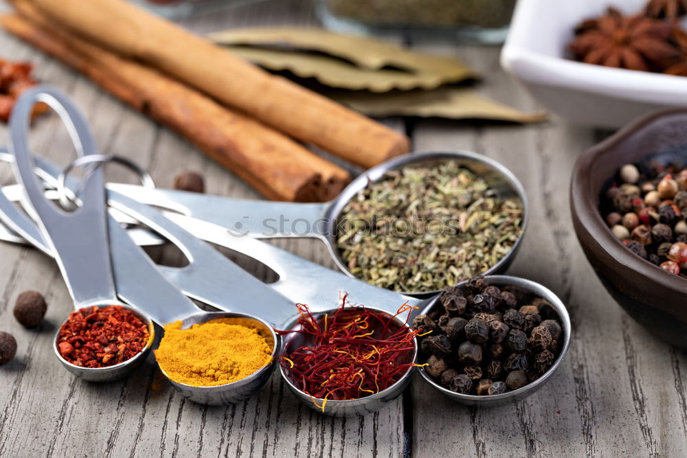 Similar – Image, Stock Photo Set of various spices on table