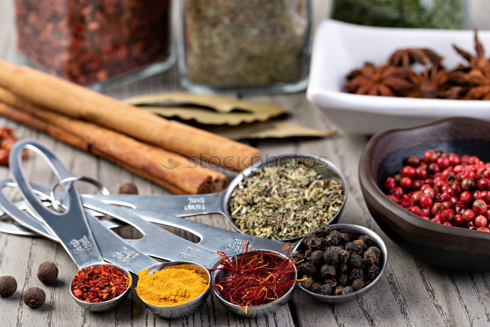 Similar – Image, Stock Photo Set of various spices on table