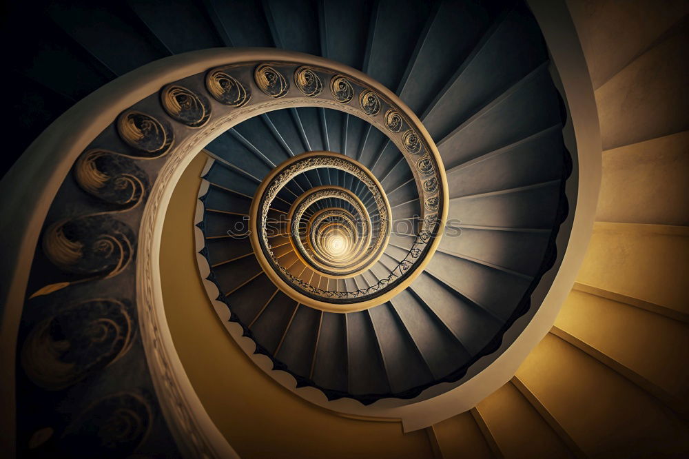 Similar – Top view of a spiral staircase in an old building