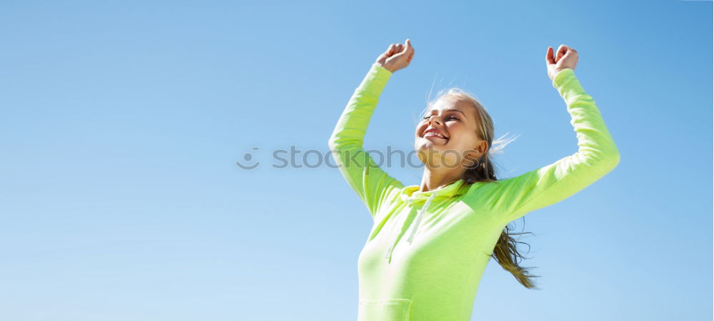 Similar – Young fitness woman runner running on city bridge.