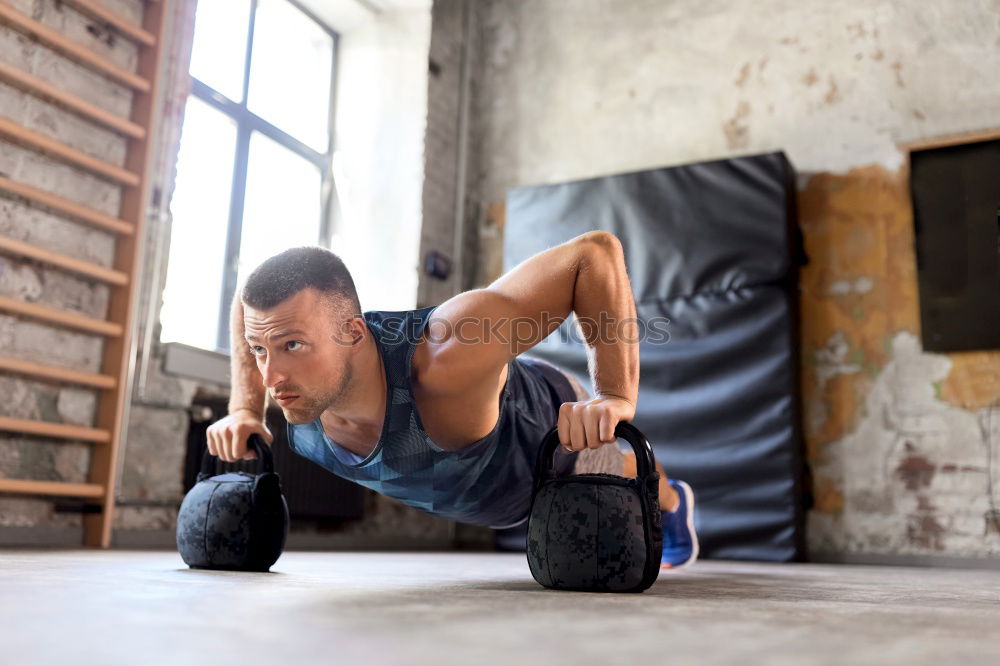 Similar – Image, Stock Photo Man doing suspension training with fitness straps