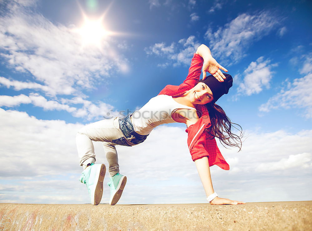 Similar – Image, Stock Photo Young athlete couple doing stretching exercise together